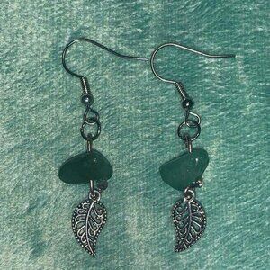 Green aventurine leaf earrings